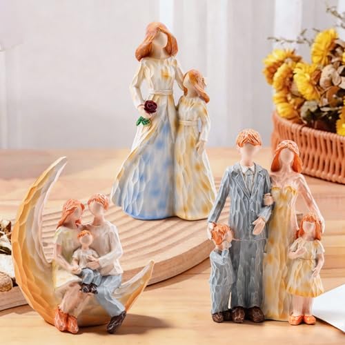 Mom Gifts from Daughter, Mother Daughter Figurine, Hand-Painted Resin Sculpture, Meaningful Birthday Mothers Day Valentines Day Gift, Home Decor Keepsake (Mother Daughter Rose Figurine) - color: Mother Daughter Rose Figurine
