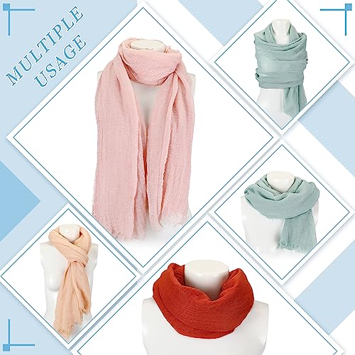 Geyoga 6 Pcs Women Scarf Shawl Hijab Scarves Cotton Crinkle Hijab for Women Blend Shawl Crinkle Wrap Head for Seasons - color: Vivid Colors