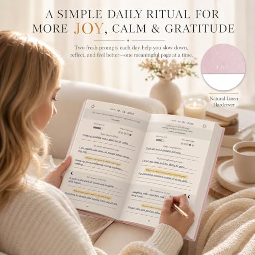 Gratitude Journal 2026 – Undated Daily Gratitude Journal with Upgraded Dynamic Prompts & Gift Box – 5 Minute Reflection, Mindfulness & Happiness Journal for Women & Men - color: Pink