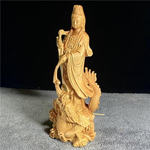 Antique Guan Yin Statue Decoration Zen Meditation Wood Carving Decoration Living Room, Spa or Yoga Studio, Center, Decorative Book, Living Room, Bedroom Decor