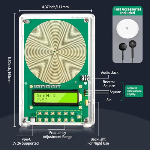 Frequency Generator for Healing – 7.83Hz Schumann Resonance Sound Therapy Device with Acrylic Case for Sleep aid, Meditation, Stress Relief & Yoga (0.01Hz–200kHz)