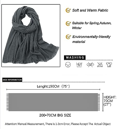 Pashmina shawls and wraps for Evening Dresses Scarf for Women Winter Shawl Wraps for Women Weedings - color: Dark Grey