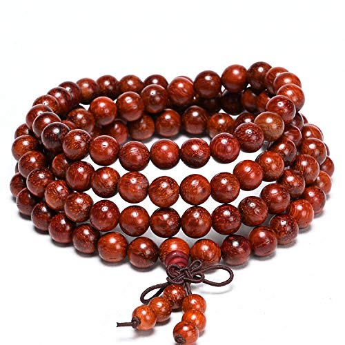 4pcs 108 Buddhist Natural Wooden Prayer Strand Bracelet Necklace Set Mala Meditation Spiritual for Women Men Unisex Rosary Jewelry
