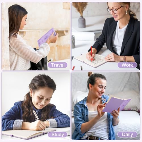 Lined Journal Notebook for Women Men, 192 Pages 100GSM Journals, A5 Hardcover Journaling, Leather Note Book for Writing, Travel, Business, Office, School, Prayer 5.7 x 8.3, (Light Purple) - color: Light Purple, style: Lined