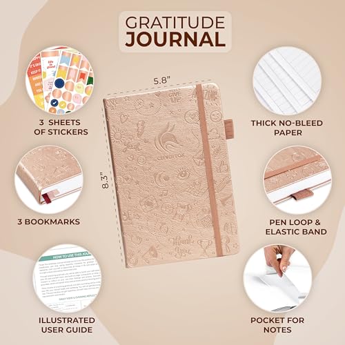 Clever Fox Gratitude Journal – Happiness, Positivity & Affirmation Daily Journal – Inspirational Daily Notebook – 3 Months, A5 (Rose Gold) - color: Rose Gold, size: A5 (5.8″ x 8.3″)