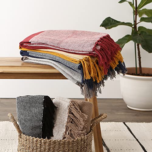 DII Striped Throw Collection Urban Cityscape Border - color: Barn Red