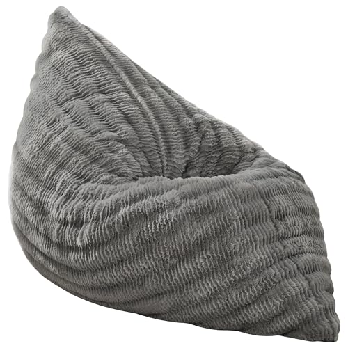 Hobestluk 3 in 1 Bean Bag Chair Giant Bean Bag Chairs for Adults with Ripple Cover Convertible Bean Bag Floor Cushion with Machine Washable Cover for Living Room (Ripple Grey) - color: Muted Grey