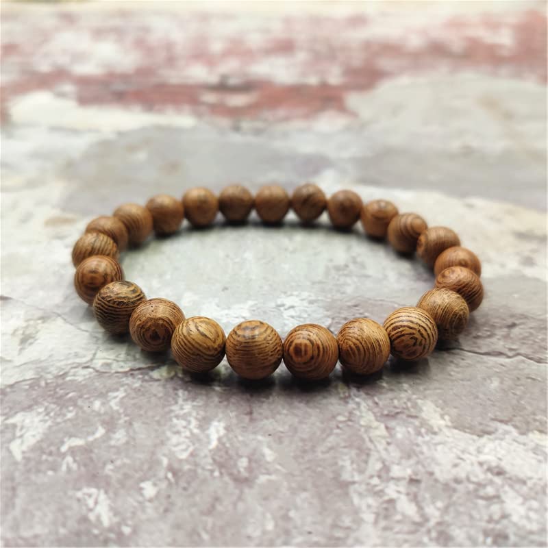 COLORFUL BLING Handmade Wooden Prayer Beaded Bracelet for Men Women Tibetan Buddhist Meditation Mala Beaded Stretch Bracelet Bangle Wood Jewelry - color: wenge