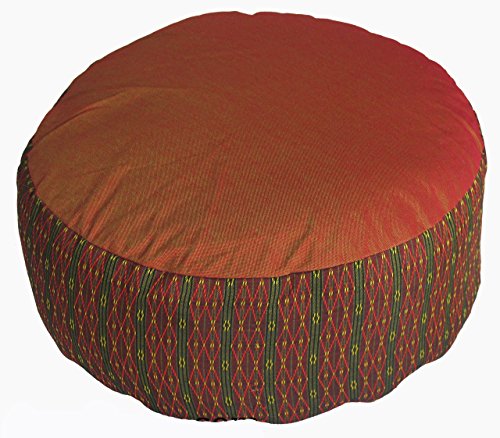 Meditation Cushion Zafu Pillow - Buckwheat and Kapok Fill - Global Weave Saffron - color: Global Weave Saffron