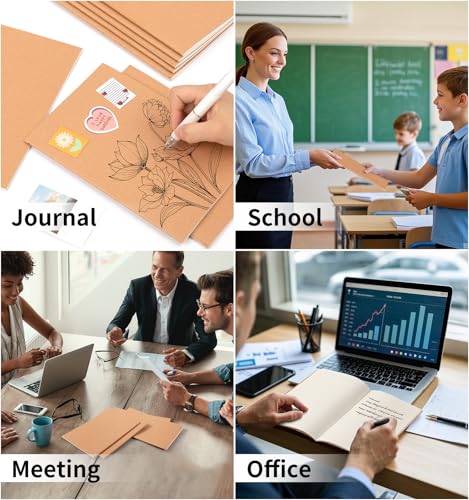 ALKALO 24 Pack A5 Grid Kraft Notebooks Bulk, Journaling Notebooks, A5 Graph Paper Notebook, 8.3x5.5 Inches 60 Pages Travel Journal Notebooks Set for Work, School, Writing - style: Brown-24-Grid