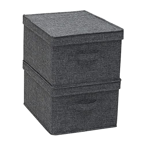 Household Essentials Large Fabric Storage Bins with Lids, Graphite, Set of 2 - color: Graphite