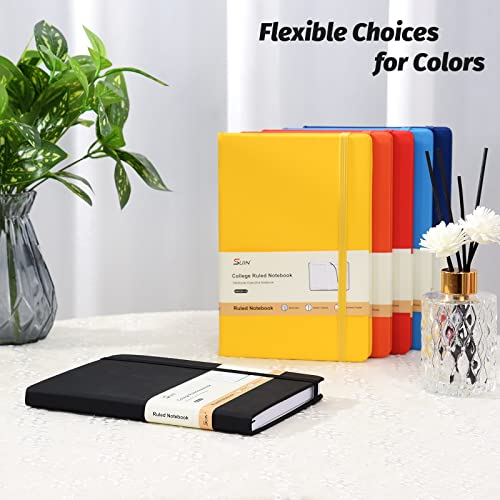 Hardcover-Journal-Notebooks, A5 Lined Journals Notebook for Writing 200 Pages, 8.2 x 5.5 inch, Classic Ruled Notebooks for Work/Travel/College (Black- 1 Pack)
