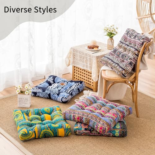 Square Meditation Floor Cushions,Large Floor Pillow Sitting for Adults and Kids,Boho Seats for Balcony Bedroom Tatami Living Room,22x22 Inch