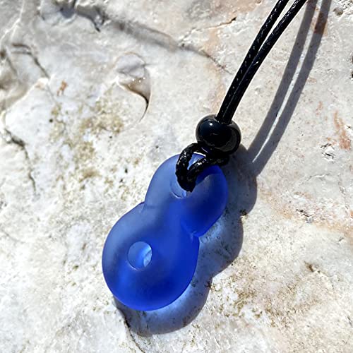 Infinity Necklace - Sea Glass Jewelry - Positive Vibes Collection - Cute Meditation Crystals - Spiritual Gifts for Yoga Lovers - High Vibration Tibetan Symbols - Cool and Trendy Good Luck Amulets - color: Ocean Blue Sea Glass Crystal