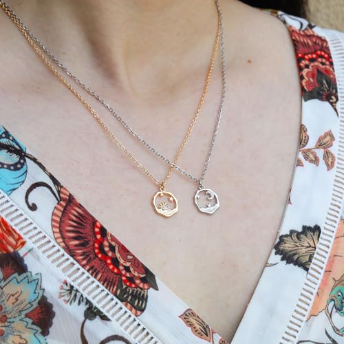 Golden Necklace for Women Virgin Mary Angel Butterfly Necklace Sister New Mom Friendship Necklace Birthday Christmas Gift - style: Sister- sun moon