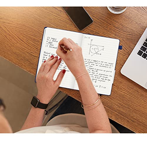 Lined Journal Notebook, 200 Pages, Leather Hardcover Notebooks, A5 College Ruled Thick Classic with Pen Loop Notebook Journals for Writing, for Women Men Office School, 5.75'' X 8.38'', Blue - color: Blue