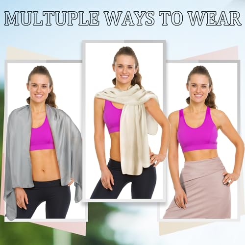 Patelai Sun Shawl Sun Protection Beach Travel Shawl Women's Beach Wraps for Women Travel Essentials - color: Gray,pink,cream, size: 79 x 32 Inch