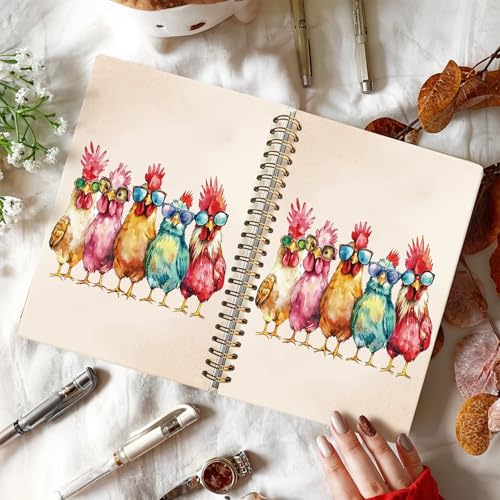 LIANGW Funny Chicken Notebook Journal for Kids, Gifts for Funny Chicken Lovers, Cute Animal Notebook Journal for School Women Teen Girls Kids, Hardcover Spiral Notebook 5.5x8.3 Inch - color: 01-funny chicken (kids)