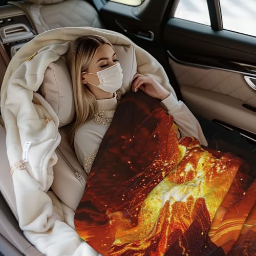 Volcano Prints Throw Blanket (320g Flannel) Anti-Pilling Warm Fuzzy Blankets for Bed Sofa Couch Travel 40x30 Inch - color: Volcano, size: 40x30 Inch