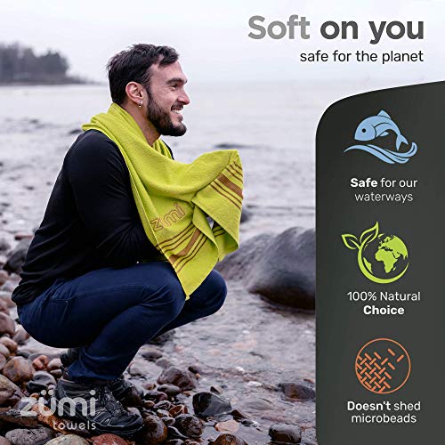 100% Cotton Quick Dry Large Travel Towel - Soft, Thin, Compact, Highly Absorbent, Lightweight Camping Towel for Beach, Gym, Bath, Shower, Swimming, Pool, Dorm, RV - Gray - color: Grey Large
