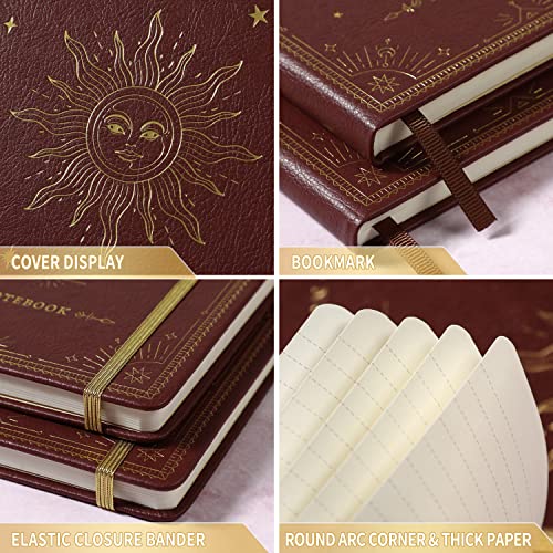 Artfan Ruled Notebook/Journal ā Premium Thick Paper Faux Leather Classic Writing Notebook with Pocket + Page Dividers Gifts, Banded, Large, 144 Pages, Hard Cover, Lined (5.8 x 8.4) - Burgundy - color: RED
