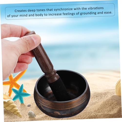 Meditation Singing Bowl with Wooden Rod Nepalese Buddhist Sound Bowl for Yoga Relaxation Music Therapy and Gift for Mindfulness and Home Decor
