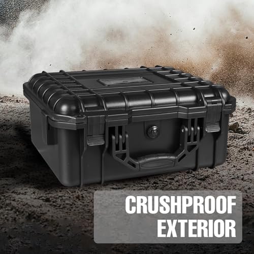 Jack Boss Hard Case, 13.6 x 11.4 x 6 Inch Portable Weather Waterproof Protective Camera Case with Customizable Foam, Fit Use of Drones, Camera, Equipments,Black - color: BLACK, size: 13.6x11.4x6 in