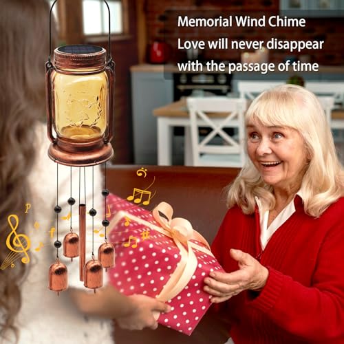 2 Pack Solar Wind Chimes for Outside, for Mom Women Grandma,Solar Mason Jar Wind Chime Light Unique Hanging Wind Chimes Outdoor,IP65 Waterproof, Yard Garden Terrace Courtyard - size: 2 pack-Mason jar wind chime