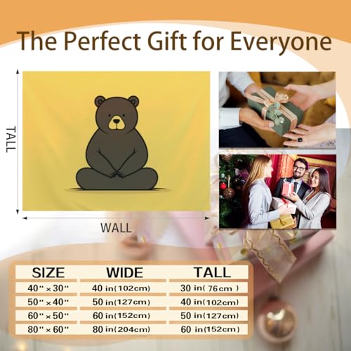 Cute Bear Meditating Yoga Blanket - Warm & Lightweight Flannel, Ideal for All Seasons - Perfect for Kids’ & Adults’ Beds, Sofas, & Couches - size: 80x60 Inch