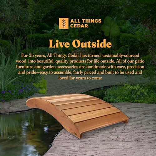 All Things Cedar Wooden Bridge, Outdoor Garden Walkway with Side Rails, 4', Natural - size: 4-Ft Bridge & Rails