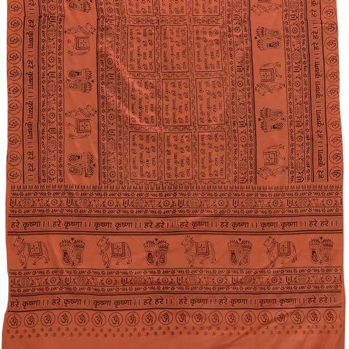 Prabhuji's Gifts Meditation Yoga Prayer Shawl - Maha Mantra - Peach Orange Large