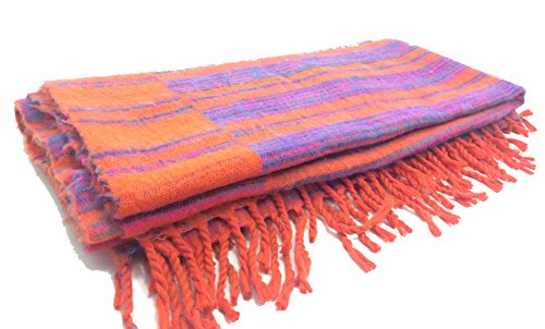 Luxury Ethical Tibetan Yak Wool Shawl Hippy Funky Festival Travel Blanket n370