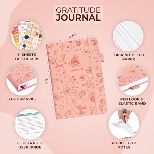 Clever Fox Gratitude Journal – Happiness, Positivity & Affirmation Daily Journal – Inspirational Daily Notebook – 3 Months, A5 (Light Pink) - color: Peach Pink, size: A5 (5.8″ x 8.3″)