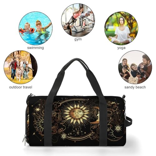 Sun Crescent Moon Stars Astrology Tarot Cards Large Capacity Portable Fitness Bag, Easy to Carry - color: Sun Crescent moon stars astrology tarot cards