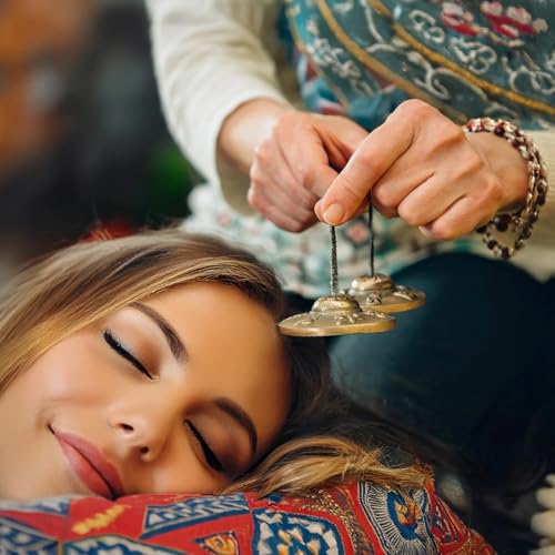 Generic Meditation Bell Chimes With Six Syllable Mantra, 2.6 Inches Copper Percussion Instrument, Tibetan Bells Gong Instrument, Case Included For Energy Healing And Yoga Therapy