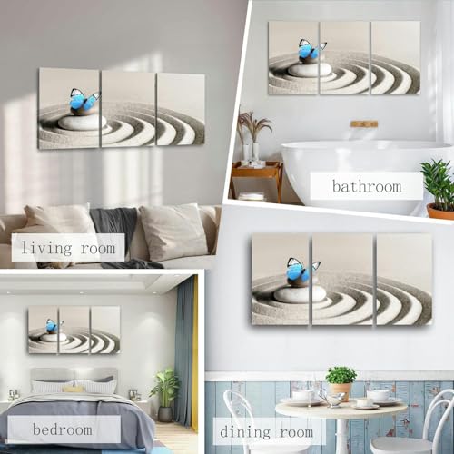 Japanese zen garden meditation stone concentration and relaxation sand 3 Piece Canvas Wall Art for Living Room Bedroom Office Framed Prints Pictures Painting Wall Decor Artwork for Walls Set of 3