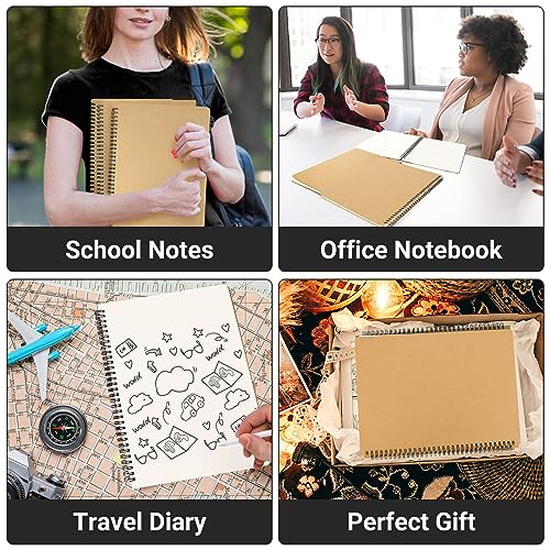 EUSOAR Spiral Unlined Notebook, A4 3 Packs 8.5"x 11" 120 Pages Hardcover Blank College Spiral Travel Writing Journals, Kraft Hardcover, School Students Office Business Diary, Memo Notepad Sketchbook - color: Kraft, size: A4-3 Packs