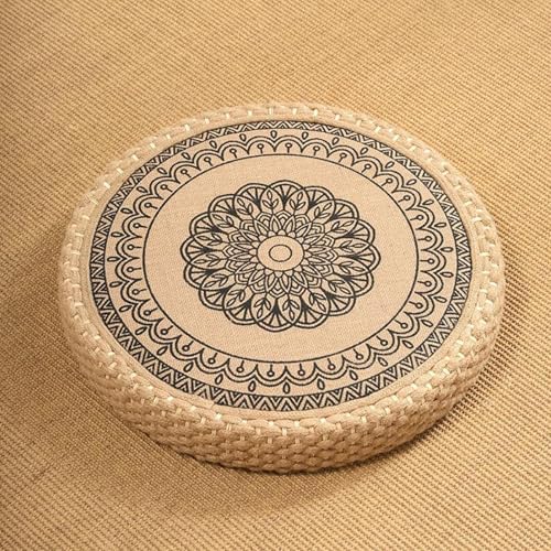 Meditation Cushion - Meditation Floor Pillow | Handwoven Round Floor Cushion Seating | Yoga Pillow for Sitting on Floor | Round Cushion | Stable Soft Seat Pad for Fireplace Yoga Living
