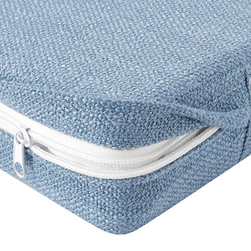 Household Square Floor Cushion for Yoga and Meditation, Removable Washable Meditation Mat Cushion - color: square linen blue