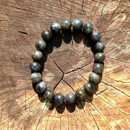 Natural Handmade Healing Chakra Bracelet - color: 12m-labradorite-FOR 8-8.7 INCH WRIST