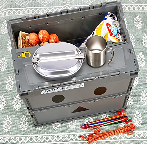 Trusco Nakayama Trusco Danbo Thin Folding Container, 11.8 gal (50 L), With Locking Lid, Gray TR-C50B-A-DNB-GY Storage Box - color: d)Gray, style: Locking lid included