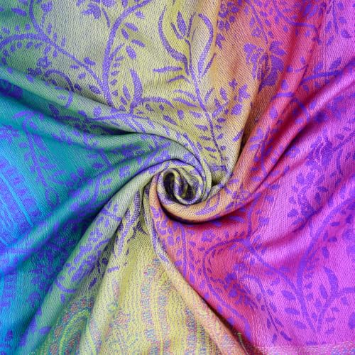 Rave Pashmina Scarf, Fashion Colorful Shawls and Wraps Soft Festival Scarves - color: D-purple (Paisley Pattern)
