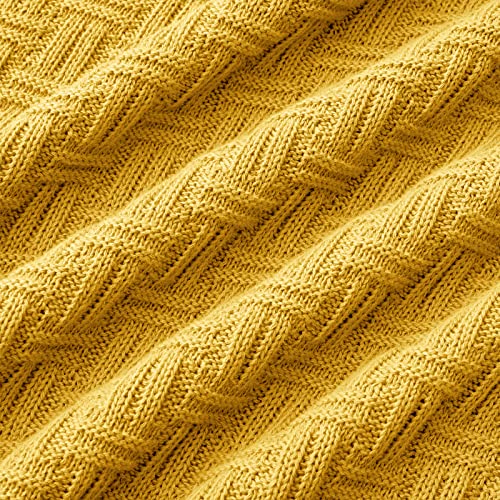 TREELY 100% Cotton Knitted Throw Blanket Couch Cover Blanket(50 x 60 Inches, Gold Yellow) - color: Gold Yellow, size: Throw (50 in x 60 in)