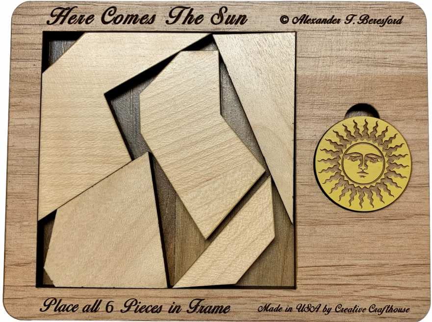 Puzzle Gifts for Adults - Here Comes The Sun - Handmade Wood Brain Teaser Puzzle - Very Hard 6 Piece Puzzle - style: Here Comes the Sun