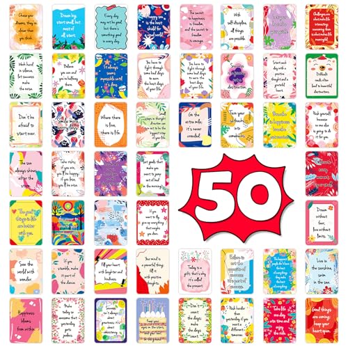 50 Pcs Motivational Cards, 2.52 * 3.5 inch Inspirational Positive Affirmations Cards for Employees Coworkers, and Kids, Blank Back