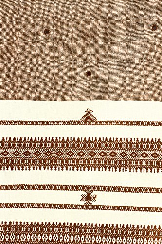 Exotic India Shawl from Kutch with Embroidered Mirrors - Pure Wool - color: Stucco Brown