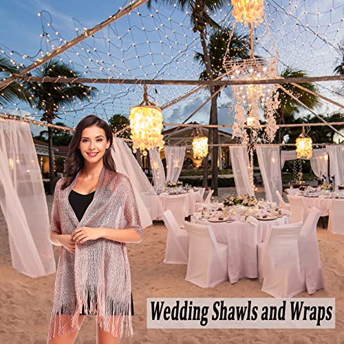 vimate Sparkling Metallic Shawls and Wraps for Evening Party/Wedding/Formal Dresses (With Free Buckle) - color: B#. Rose Gold (With Rose Gold Buckle)