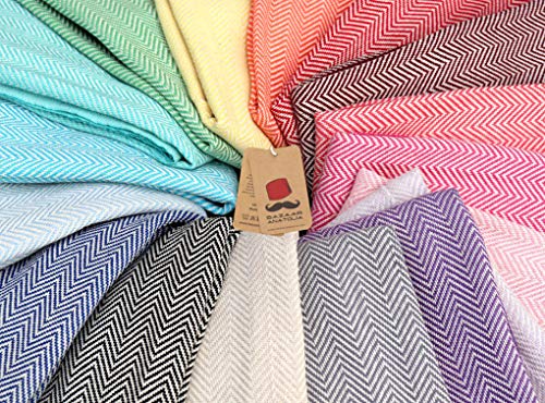 Turkish Beach Towel 100% Cotton Bath Towels 71x39 Quick Dry Sand Free Lightweight Large Oversized Herringbone Dark Blue
