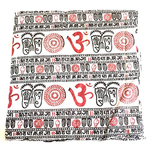 OMA Large Om Scarf Wrap Hand Block Printed Shawl For Yoga Meditation BRAND - color: White