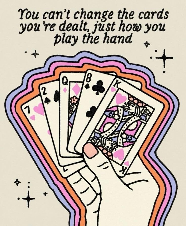 Mindfulness 3" Sticker Healing Therapy Poker Cards Quote Hand Dealt Growth